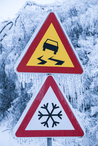 hazardous weather conditions road sign