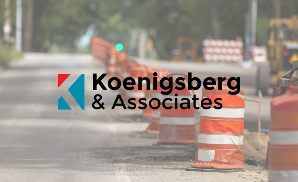 Work zone; Koenigsberg & Associates logo