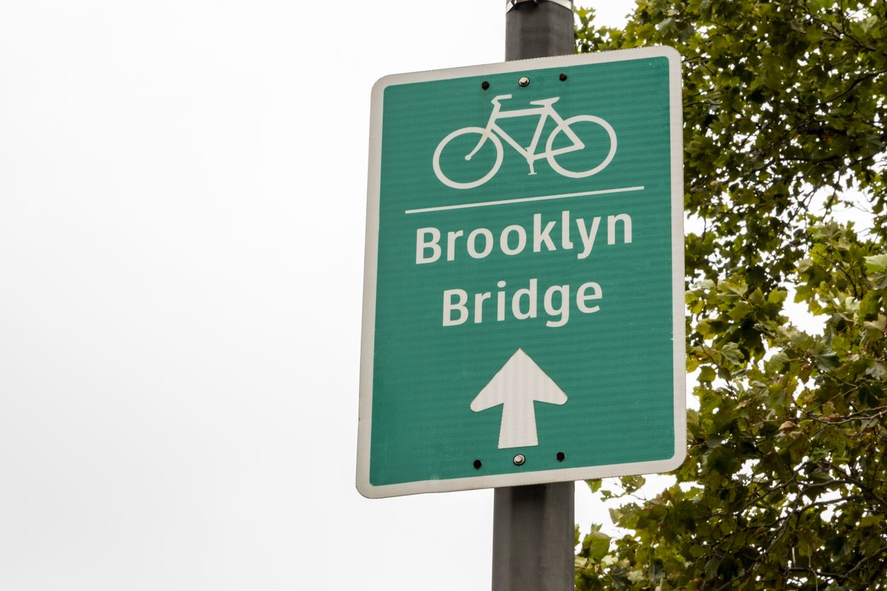 Brooklyn Bridge Bike Lane sign