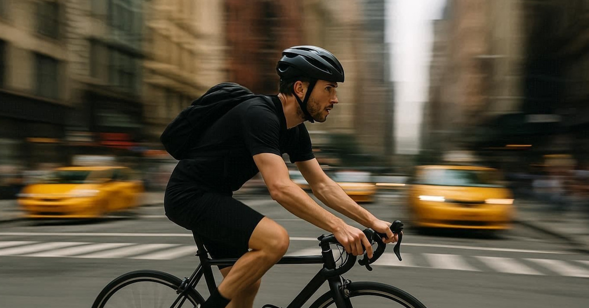 Man riding a bicycle in new york city